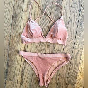 H&M Velvet Bikini Set in nude blush